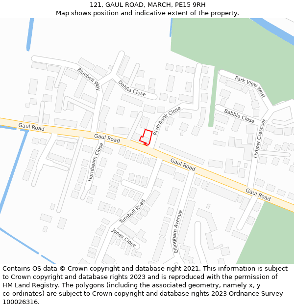 121, GAUL ROAD, MARCH, PE15 9RH: Location map and indicative extent of plot