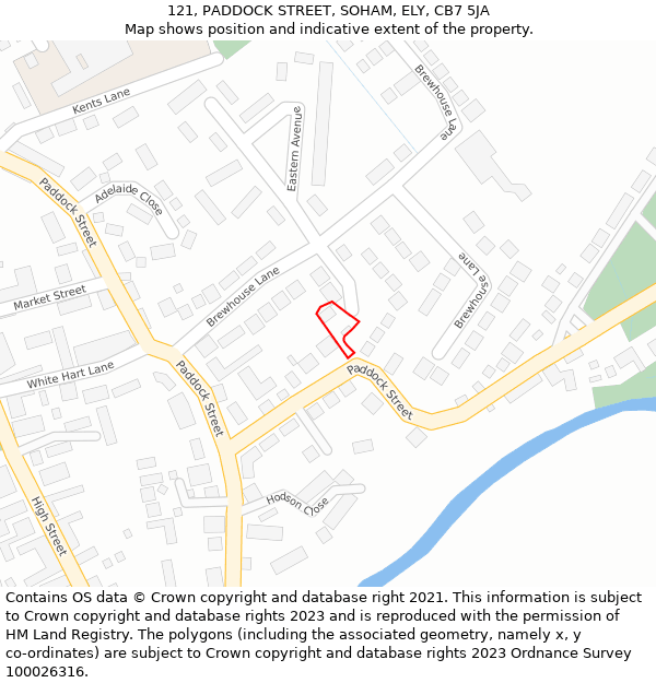 121, PADDOCK STREET, SOHAM, ELY, CB7 5JA: Location map and indicative extent of plot