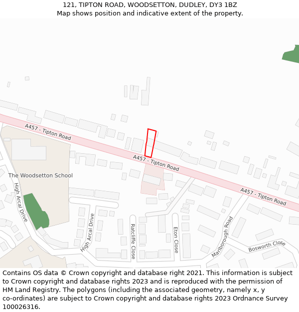 121, TIPTON ROAD, WOODSETTON, DUDLEY, DY3 1BZ: Location map and indicative extent of plot