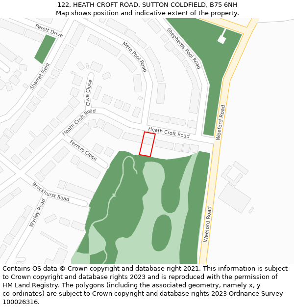 122, HEATH CROFT ROAD, SUTTON COLDFIELD, B75 6NH: Location map and indicative extent of plot
