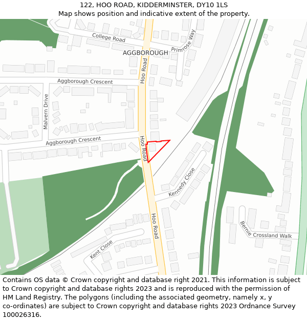 122, HOO ROAD, KIDDERMINSTER, DY10 1LS: Location map and indicative extent of plot