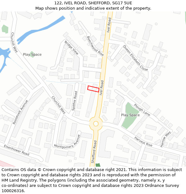 122, IVEL ROAD, SHEFFORD, SG17 5UE: Location map and indicative extent of plot