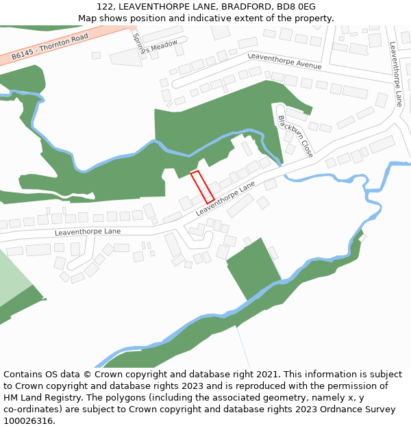 122, LEAVENTHORPE LANE, BRADFORD, BD8 0EG: Location map and indicative extent of plot