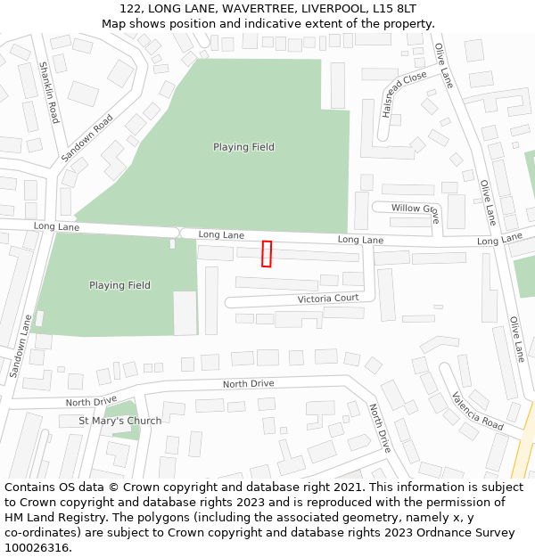 122, LONG LANE, WAVERTREE, LIVERPOOL, L15 8LT: Location map and indicative extent of plot
