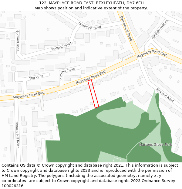 122, MAYPLACE ROAD EAST, BEXLEYHEATH, DA7 6EH: Location map and indicative extent of plot