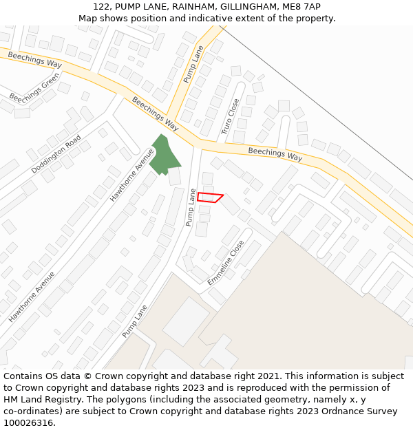 122, PUMP LANE, RAINHAM, GILLINGHAM, ME8 7AP: Location map and indicative extent of plot