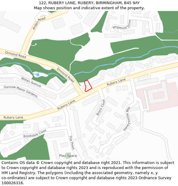 122, RUBERY LANE, RUBERY, BIRMINGHAM, B45 9AY: Location map and indicative extent of plot