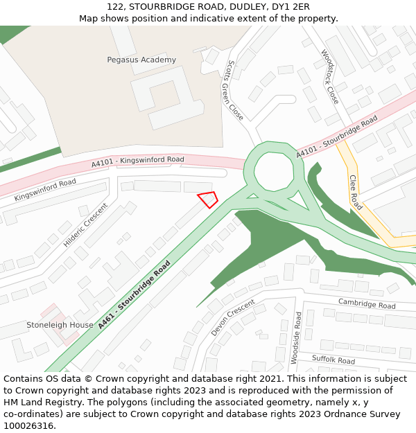 122, STOURBRIDGE ROAD, DUDLEY, DY1 2ER: Location map and indicative extent of plot