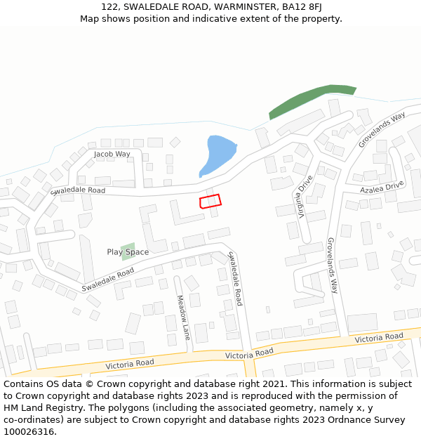 122, SWALEDALE ROAD, WARMINSTER, BA12 8FJ: Location map and indicative extent of plot