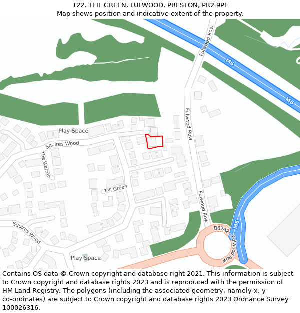 122, TEIL GREEN, FULWOOD, PRESTON, PR2 9PE: Location map and indicative extent of plot