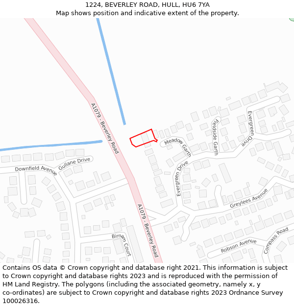 1224, BEVERLEY ROAD, HULL, HU6 7YA: Location map and indicative extent of plot
