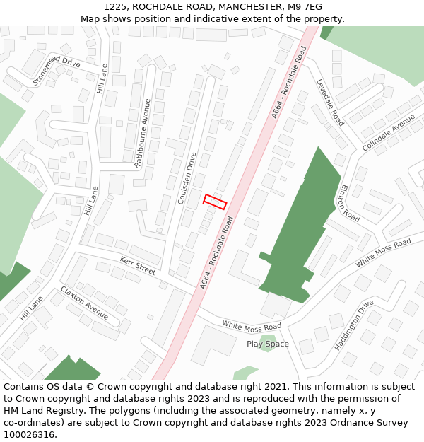 1225, ROCHDALE ROAD, MANCHESTER, M9 7EG: Location map and indicative extent of plot