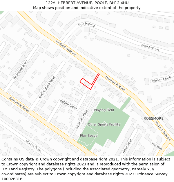 122A, HERBERT AVENUE, POOLE, BH12 4HU: Location map and indicative extent of plot