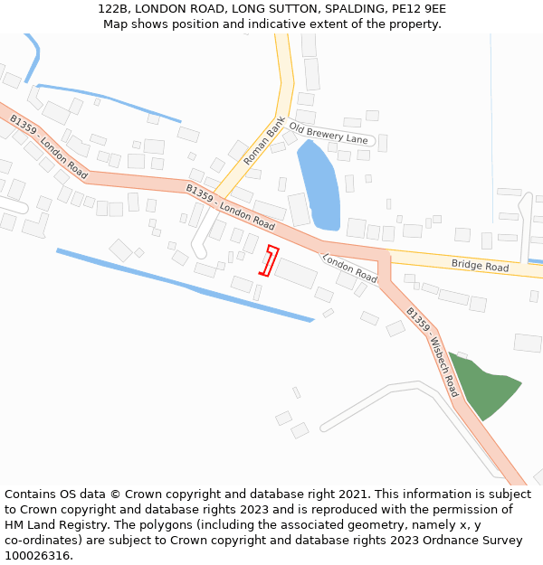 122B, LONDON ROAD, LONG SUTTON, SPALDING, PE12 9EE: Location map and indicative extent of plot