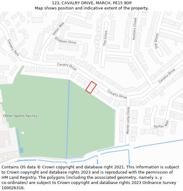 123, CAVALRY DRIVE, MARCH, PE15 9DP: Location map and indicative extent of plot