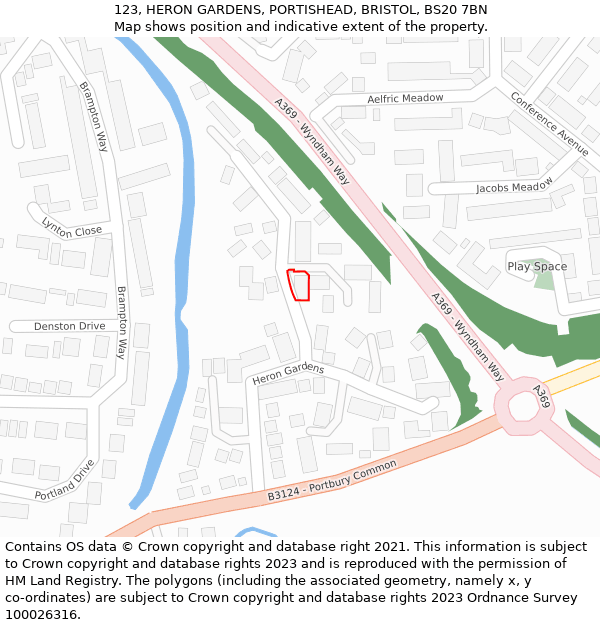 123, HERON GARDENS, PORTISHEAD, BRISTOL, BS20 7BN: Location map and indicative extent of plot