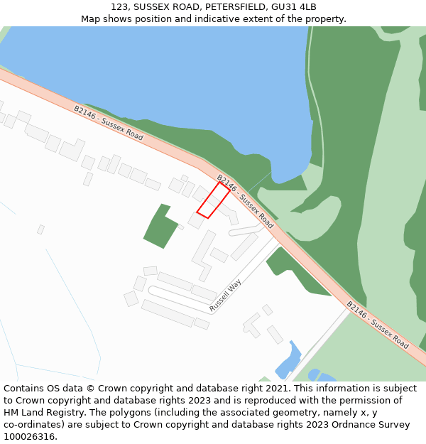 123, SUSSEX ROAD, PETERSFIELD, GU31 4LB: Location map and indicative extent of plot