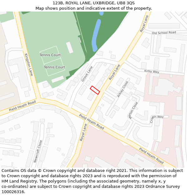 123B, ROYAL LANE, UXBRIDGE, UB8 3QS: Location map and indicative extent of plot