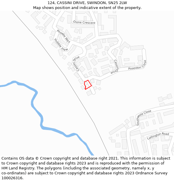 124, CASSINI DRIVE, SWINDON, SN25 2LW: Location map and indicative extent of plot