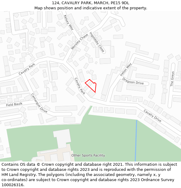 124, CAVALRY PARK, MARCH, PE15 9DL: Location map and indicative extent of plot