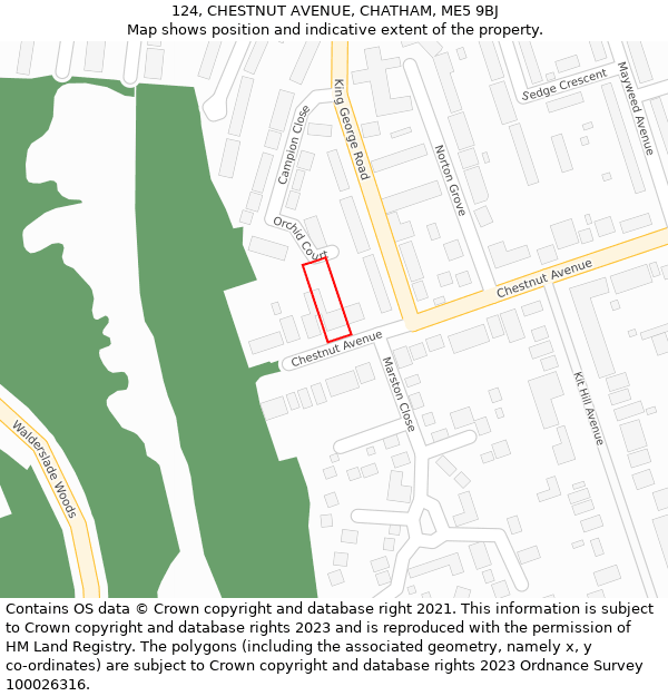 124, CHESTNUT AVENUE, CHATHAM, ME5 9BJ: Location map and indicative extent of plot