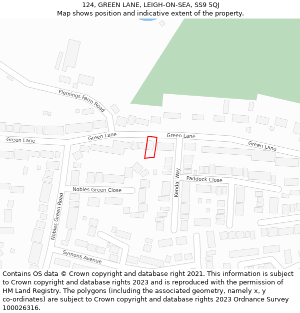 124, GREEN LANE, LEIGH-ON-SEA, SS9 5QJ: Location map and indicative extent of plot