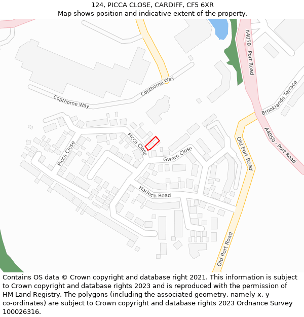 124, PICCA CLOSE, CARDIFF, CF5 6XR: Location map and indicative extent of plot