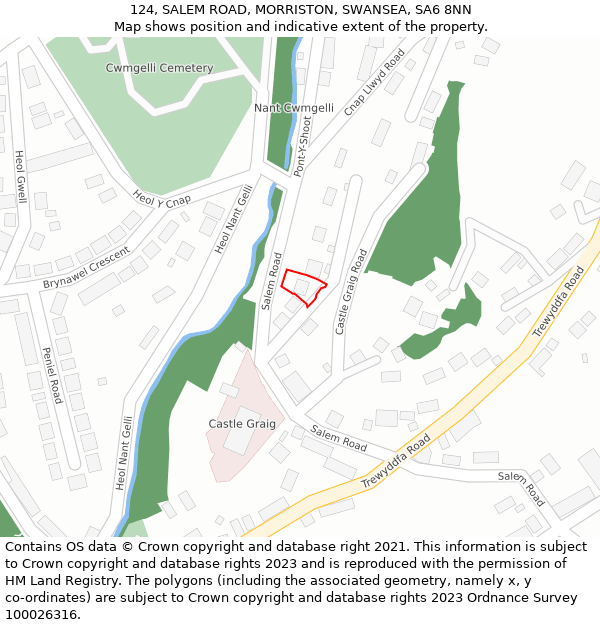 124, SALEM ROAD, MORRISTON, SWANSEA, SA6 8NN: Location map and indicative extent of plot