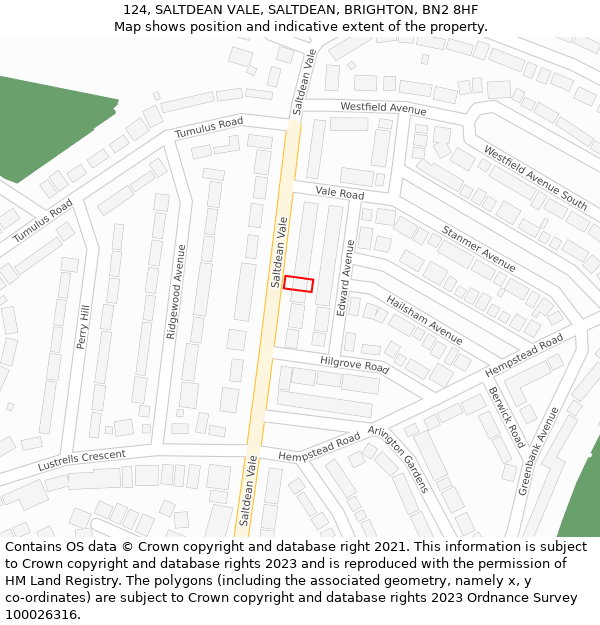 124, SALTDEAN VALE, SALTDEAN, BRIGHTON, BN2 8HF: Location map and indicative extent of plot