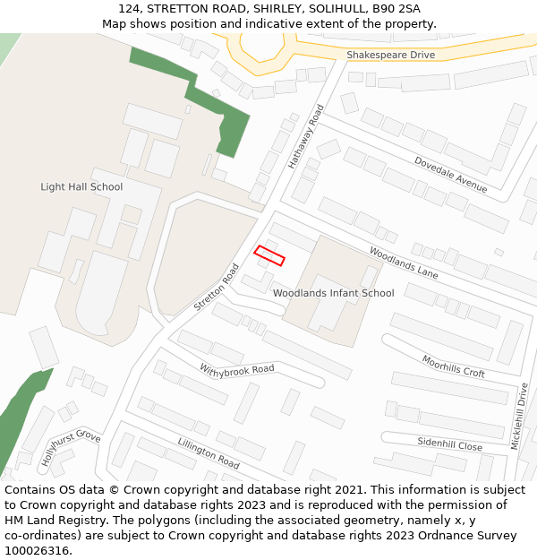 124, STRETTON ROAD, SHIRLEY, SOLIHULL, B90 2SA: Location map and indicative extent of plot