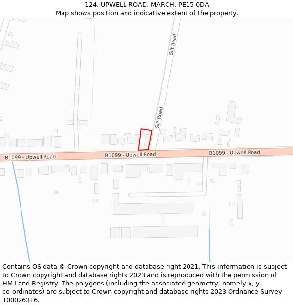 124, UPWELL ROAD, MARCH, PE15 0DA: Location map and indicative extent of plot