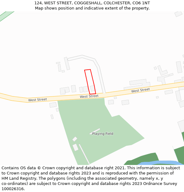 124, WEST STREET, COGGESHALL, COLCHESTER, CO6 1NT: Location map and indicative extent of plot