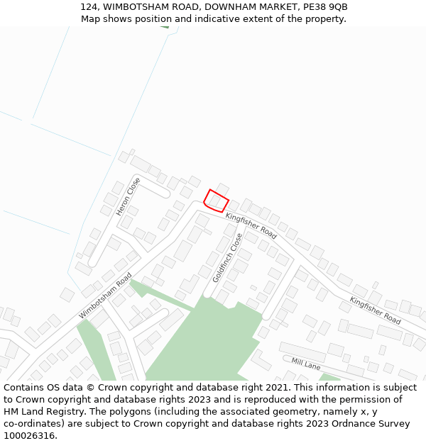 124, WIMBOTSHAM ROAD, DOWNHAM MARKET, PE38 9QB: Location map and indicative extent of plot