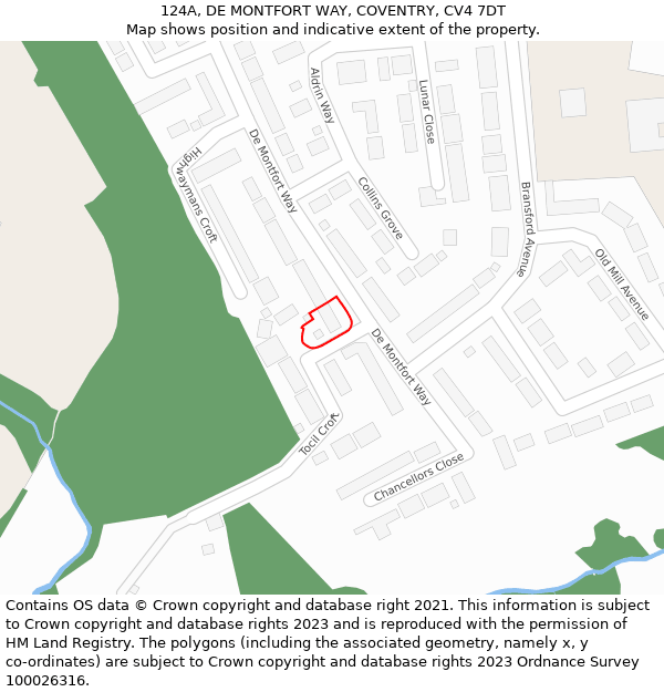 124A, DE MONTFORT WAY, COVENTRY, CV4 7DT: Location map and indicative extent of plot