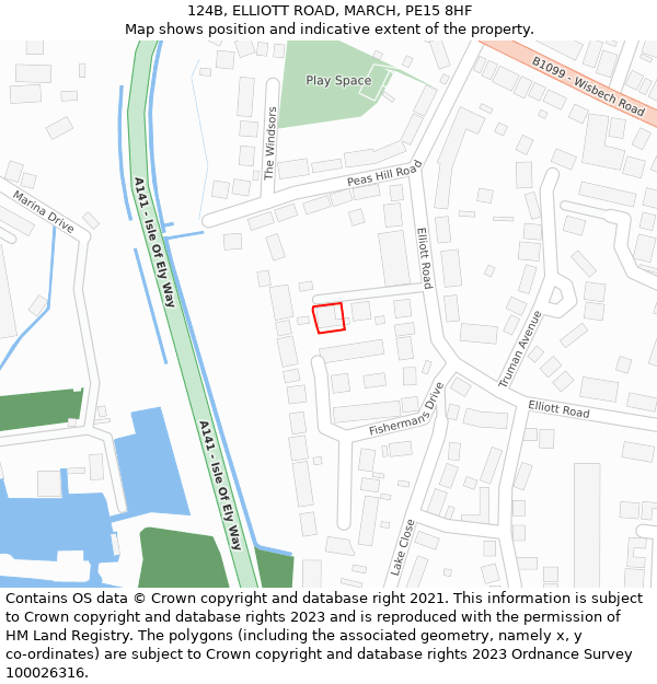 124B, ELLIOTT ROAD, MARCH, PE15 8HF: Location map and indicative extent of plot