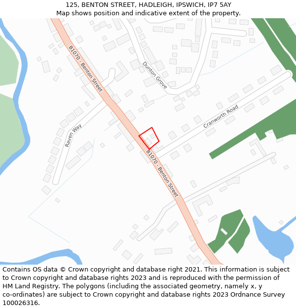 125, BENTON STREET, HADLEIGH, IPSWICH, IP7 5AY: Location map and indicative extent of plot