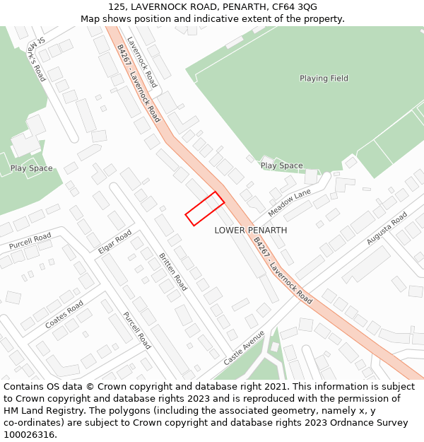 125, LAVERNOCK ROAD, PENARTH, CF64 3QG: Location map and indicative extent of plot