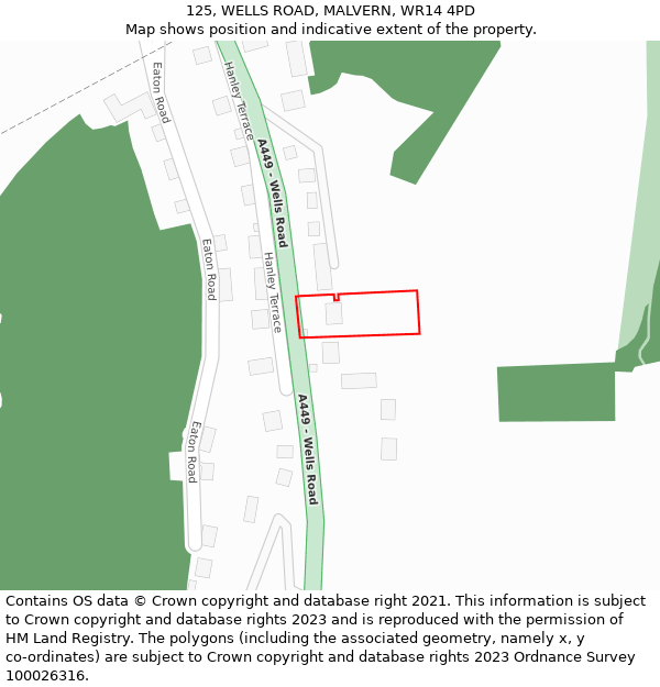 125, WELLS ROAD, MALVERN, WR14 4PD: Location map and indicative extent of plot