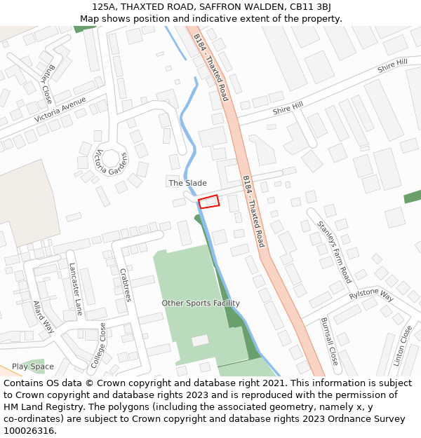 125A, THAXTED ROAD, SAFFRON WALDEN, CB11 3BJ: Location map and indicative extent of plot