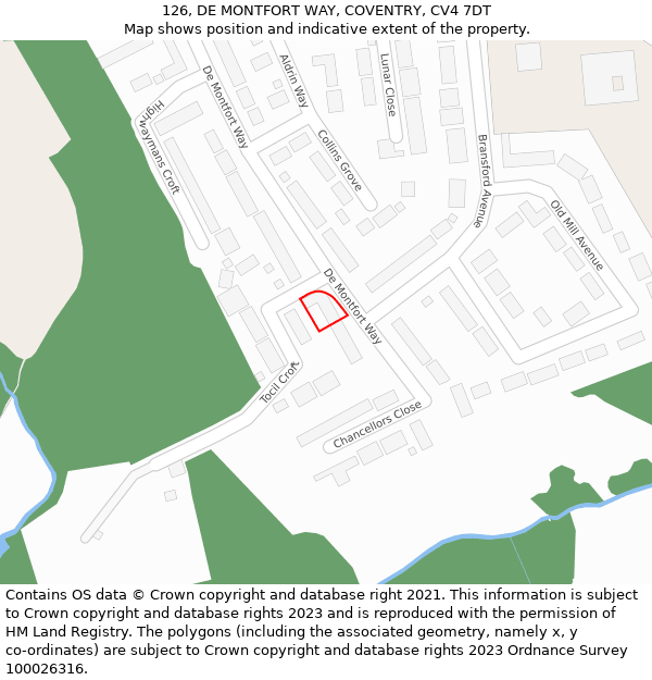 126, DE MONTFORT WAY, COVENTRY, CV4 7DT: Location map and indicative extent of plot