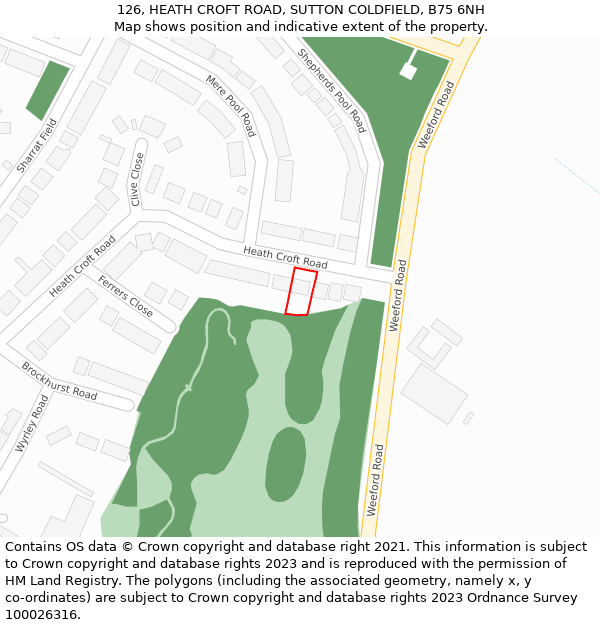 126, HEATH CROFT ROAD, SUTTON COLDFIELD, B75 6NH: Location map and indicative extent of plot