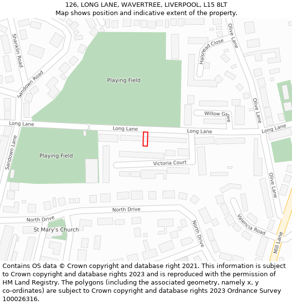 126, LONG LANE, WAVERTREE, LIVERPOOL, L15 8LT: Location map and indicative extent of plot