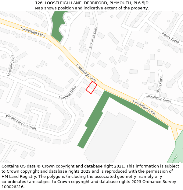 126, LOOSELEIGH LANE, DERRIFORD, PLYMOUTH, PL6 5JD: Location map and indicative extent of plot