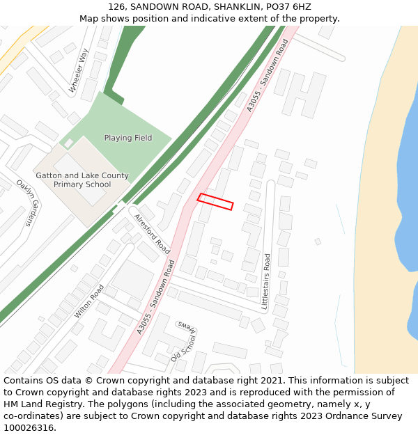 126, SANDOWN ROAD, SHANKLIN, PO37 6HZ: Location map and indicative extent of plot