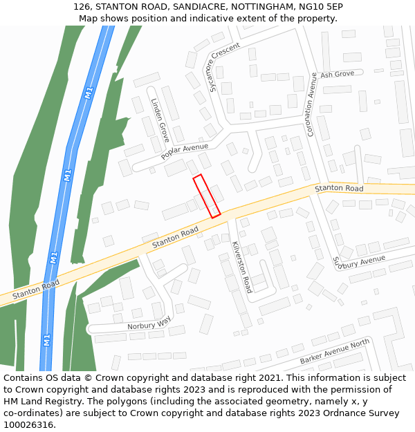 126, STANTON ROAD, SANDIACRE, NOTTINGHAM, NG10 5EP: Location map and indicative extent of plot