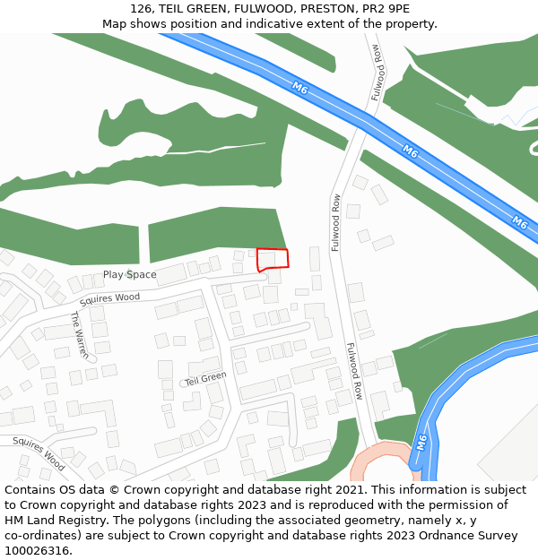 126, TEIL GREEN, FULWOOD, PRESTON, PR2 9PE: Location map and indicative extent of plot