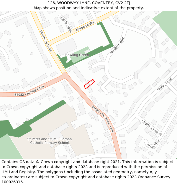 126, WOODWAY LANE, COVENTRY, CV2 2EJ: Location map and indicative extent of plot