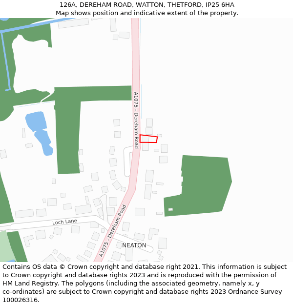 126A, DEREHAM ROAD, WATTON, THETFORD, IP25 6HA: Location map and indicative extent of plot