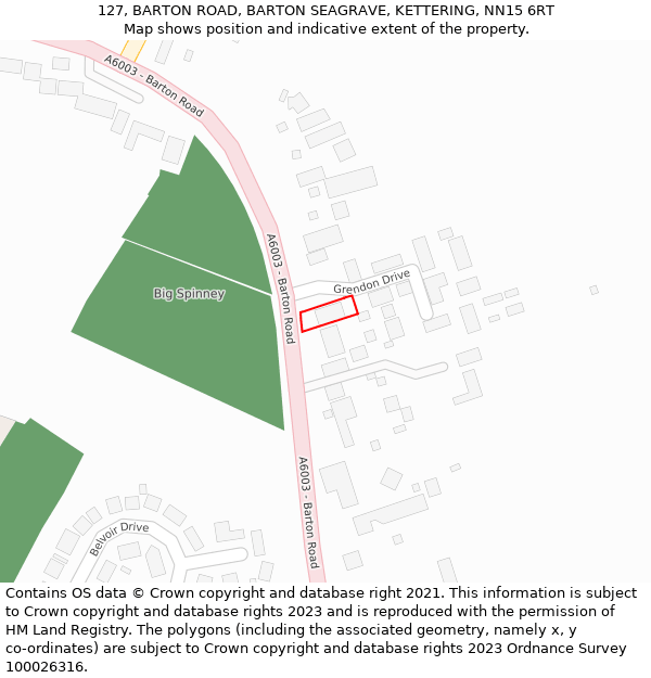 127, BARTON ROAD, BARTON SEAGRAVE, KETTERING, NN15 6RT: Location map and indicative extent of plot