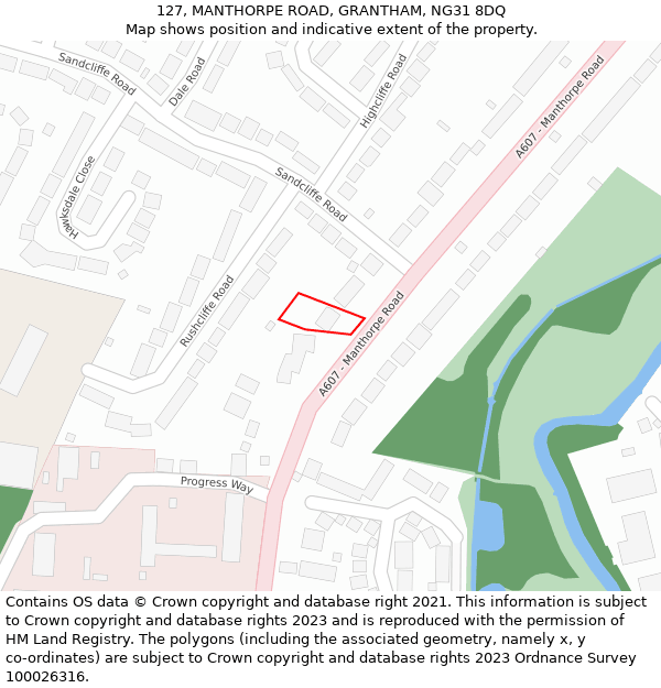 127, MANTHORPE ROAD, GRANTHAM, NG31 8DQ: Location map and indicative extent of plot